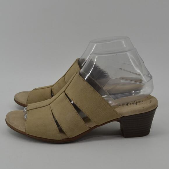 Clarks Size 8 Womens Tan Beige Leather Slip On Sandals Mules - Picture 12 of 13